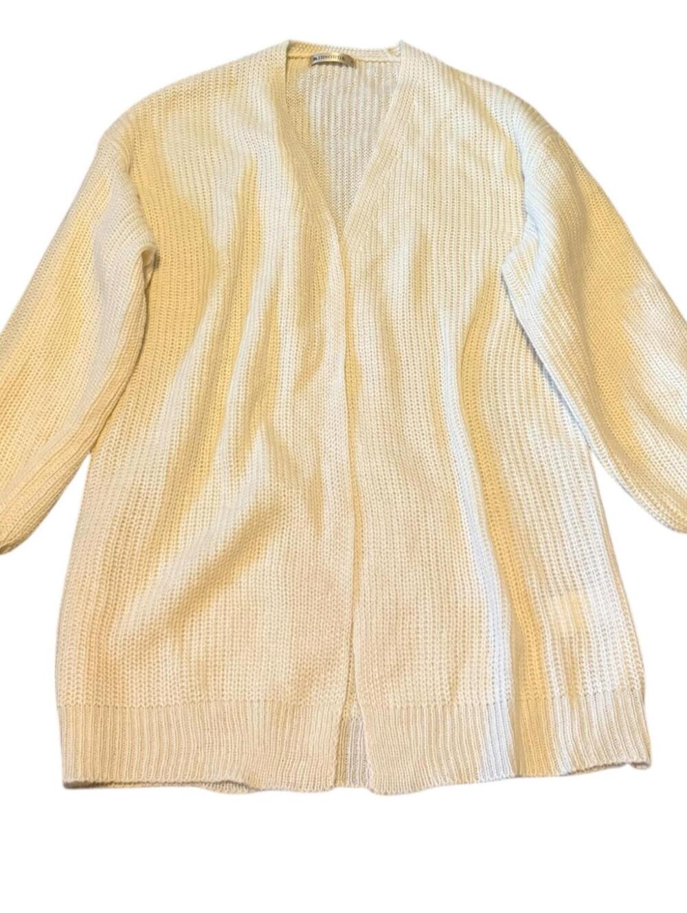 DIBSORGE Cream Open Front Knit Cardigan Size small